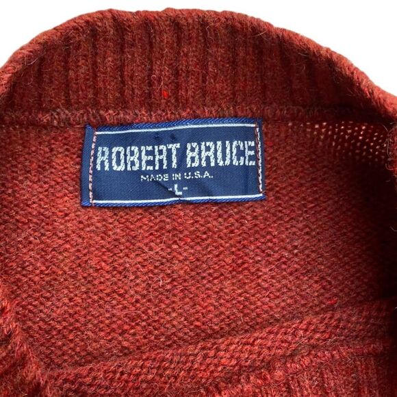 Vintage Robert Bruce unisex size L rust orange wool pullover sweater - Picture 5 of 7